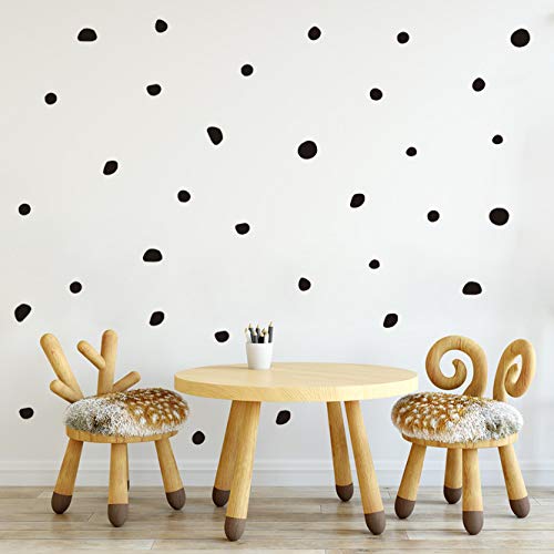 The Boho DesignWall Vinyl DOTS Decal 40 pcs. Nursery Circles Decor Original Artist Vieli Arte. Adhesive Dot Sticker for Kids. Baby Nordic Circle Bedroom Decoration. (Black)