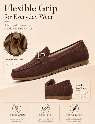 Image of ABEJOJO Women's Loafer Shoes, Comfortable Slip on Casual Flat Penny Shoes for Walking, Driving, Dressy