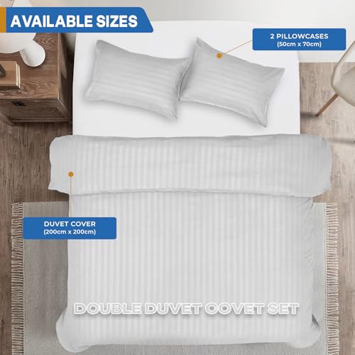 Parure de lit double en microfibre douce blanche pour couette réversible - 3