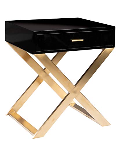 Statements By Jstatements By J With Glossy Drawer Kristy Modern Wooden Nightstand 25 Inch Black Gold Dailymail