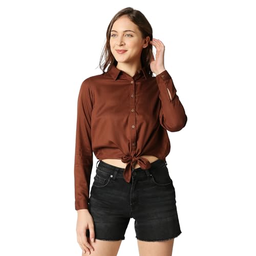 Image of Pepe Jeans Women's Gertrude Crop Shirt with Hem Tie Up