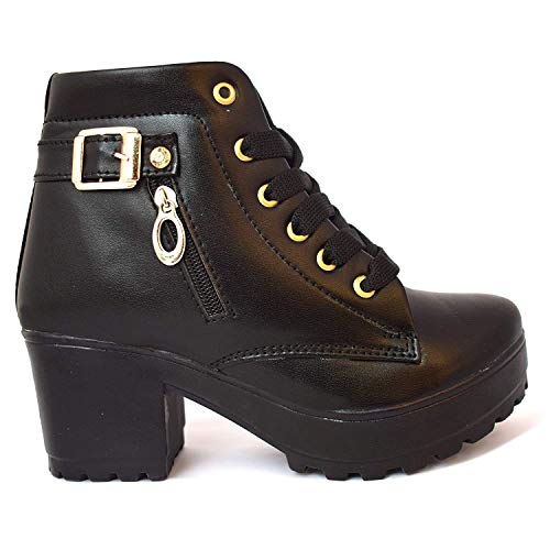 Image of KRAFTER Women's Tan Buckle Boots - Stylish Faux Leather High Ankle Boots for Winter & Casual Wear - Comfortable & Durable