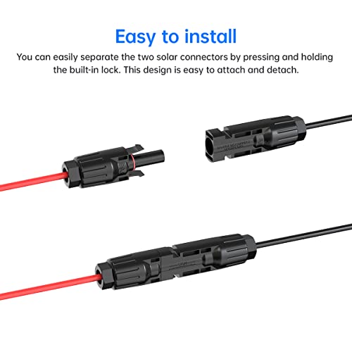 ELFCULB 10AWG 10FT Solar Connector to SAE Adapter 2 3.3 10 20 35 50FT SAE Solar Panel Extension Cable with SAE Polarity Reverse Adapter for Solar Panels Car Battery Charger Kit