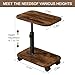 LxBrillxiant Adjustable Height TV Tray Table with Wheels, C Shaped End Side Table & Phone Tablet Slot, Swivel Snack Stand for Couch, Sofa, Bed,Living Room, Laptop Use in Small Spaces (Rustic Brown)