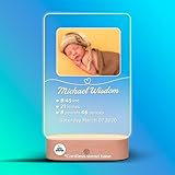sho vavas Personalized Light Up Photo Frame for Baby with Wood Base, Acrylic Custom Night Light With Picture of Son, Daughter, Desktop Decor, Custom Gifts for Newborn (Baby Print Ver 2)