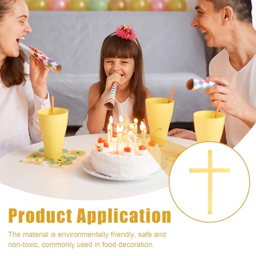 Goldene Kreuz Cake Topper – 2 Stück Tortendeko Taufe & Firmung, Acryl Cake Topper Taufe für Mädchen & Jungen, Elegante Deko Torte, Kommunion & Firmung Tortendeko