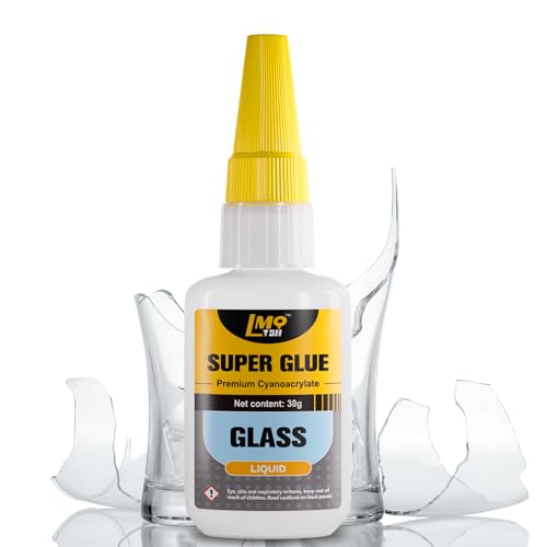 Glass Super Glue Clear, Thin Superglue Repair Crafts Acrylic Plexiglass Glasses Bowls Heavy Duty, All Purpose Instant Waterproof Cyanoacrylate Adhesive Bonding Between Glass and Other Materials