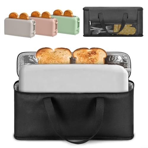 Yelvera Bolsa de almacenamiento para hacer pan de mano, forro resistente al polvo, resistente a derrames, para tostadora delgada de 2 rebanadas, portátil, tostadora al aire libre, bolsa de viaje