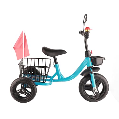 Omquot Triciclo Preciso para Niños, Diseño Cómodo con Cesta de Almacenamiento para Niños de 2 a 6 Años (Azul)