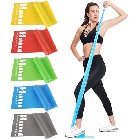 Resistance Bands for Working Out Women and Men, Physical Therapy Bands, Elastic and Exercise Bands Set for Stretching, Suitable for Rehab, Yoga, Pilates, Gym, Home Exercise (Five Colors) Cover