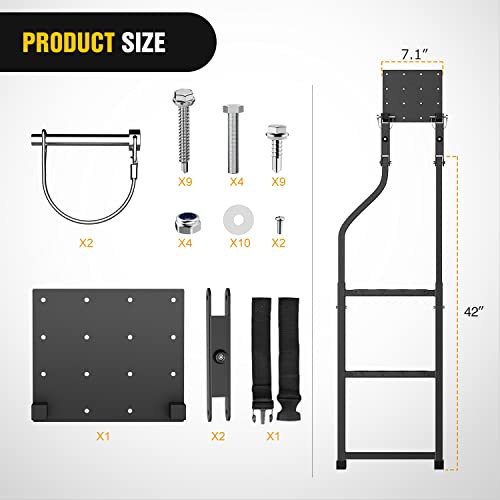 Nilight Foldable Truck Tailgate Ladder for Pickup with Aluminum Step Grip Plates, Replaceable Rubber Feet & Stainless Steel Self Drilling Hex Screws for Easy Installation by Nilight - Image 2