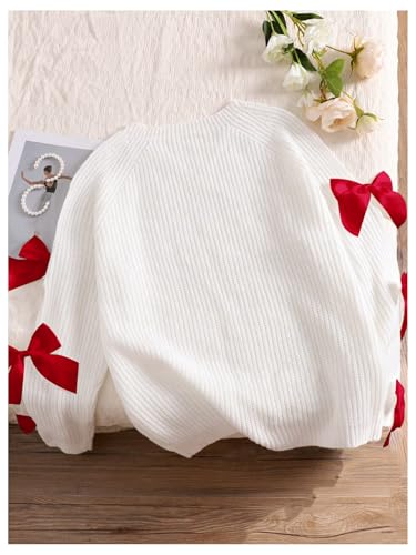 Image of SHENHE Women's Plus Size Sweaters Bow Cutout Crewneck Long Raglan Sleeve Knit Tops Chunky Sweaters