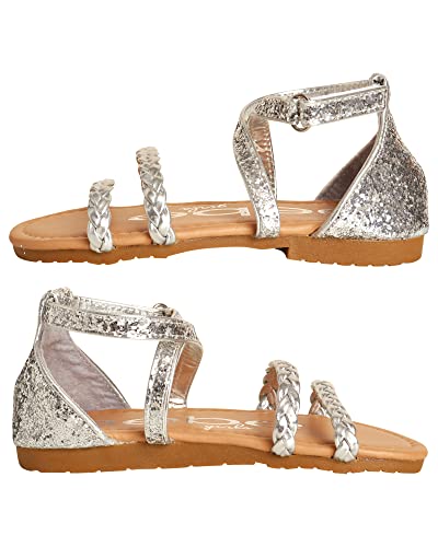bebe Toddler Girls’ Sandals – Leatherette Braided Glitter Gladiator Sandal (5T-10T)3