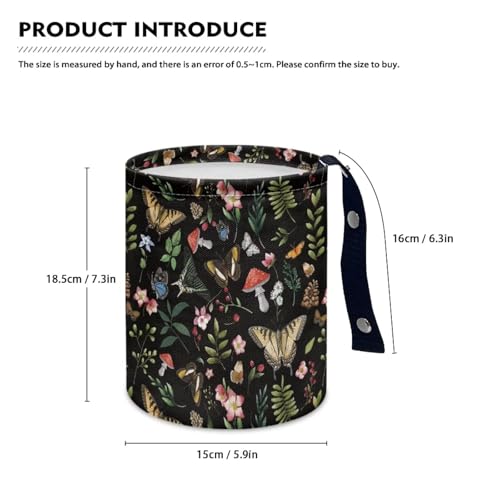Image of Pensura Mushroom Butterfly Car Trash Bag Quality Fabric Hanging Auto Trash Can for Front Seat Back Seat Portable Cute Grocery Organizer Universal Fit for Car SUV Trucks