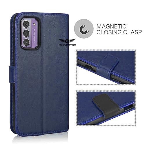 Image of SHINESTAR Nokia G42 5G Flip Back Cover | PU Leather Flip Cover Wallet Case with TPU Silicone Case Back Cover for Nokia G42 5G - Ultimate Blue