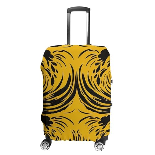 Travel Luggage Cover Elastic Suitcase Protector Anti-Scratch Washable Mustard Yellow And Black Luggage Sleeve Tsa Approved Carry on Covers Baggage Cover Fits 18-32 Inch Luggages