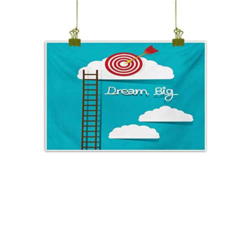 Mannwarehouse Inspirational Simulation Oil Painting Dream Big Phrase with Dart Board Fluffy Clouds