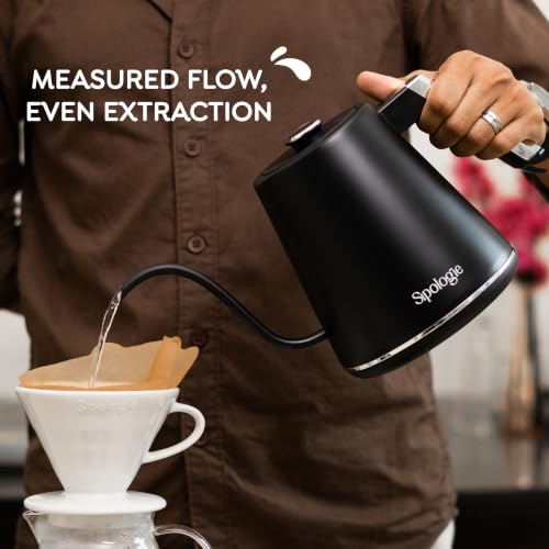 Image of Sipologie Precision Electric Gooseneck Kettle SE 1000ml | 5C Adjustable Temperature with 91 /93 /96C Presets | Keep Warm Timer | 304 Stainless Steel | Pour Over Coffee & Tea | 1100W | 1 Year Warranty