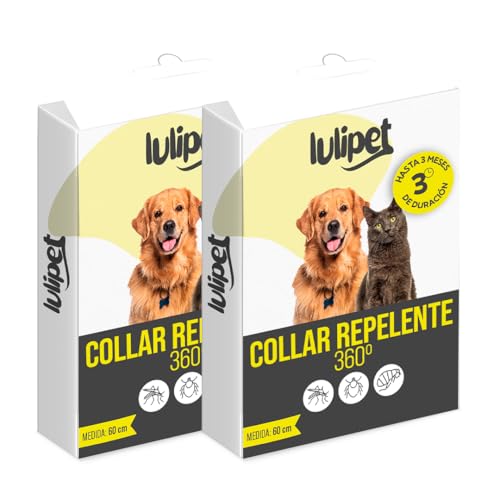 Clim Profesional - 2 Collar Antiparasitario Perros y Gatos de 60 cm de diámetro. Pack 2 Collares Repelente de Insectos con Dimeticona
