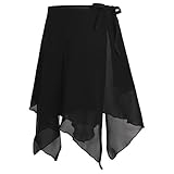 MSemis Womens Asymmetric Chiffon Ballet Dance Wrap Skirt Adult Ladies Skating Over Scarf Tutu Dress...