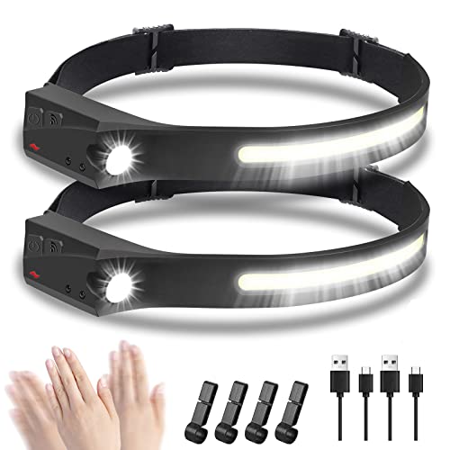 Lot De 2 Lampes Frontales Rechargeables - 2500 Lumens, étanche IPX6, Détecteur De Mouvement - Pour Camping, Course