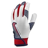 Nike Adult Hyperdiamond 2.0 Batting Gloves White | Navy | Red Large