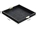 HofferRuffer Faux Leather Decorative Serving Tray, Elegant Coffee Table Ottoman Tray, Breakfast, Drinks, Liquor Serving Platter, Black Shagreen Finish with Gold Hardware Handle (Square)