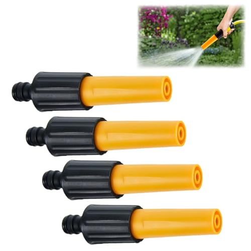 4 PCS Hose Nozzles Hose Pipe Nozzle End Garden Hose Nozzles & Spray Adjustable Head Garden Hose to Adjust The Water Flow for Watering Plants Car Washing Shower Pet (Yellow)