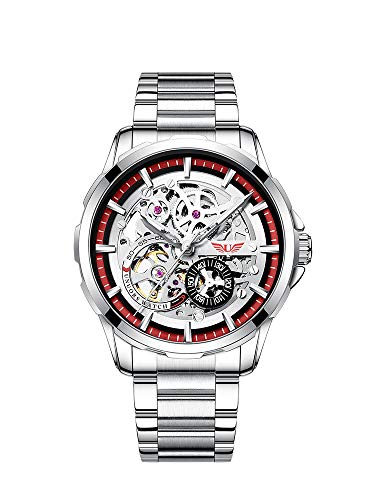 Mens Watch Black Steel Analog Quartz Wristwatch Date Business Dress Wristwatch Casual Waterproof Sport Clock for Men?Black Brown?