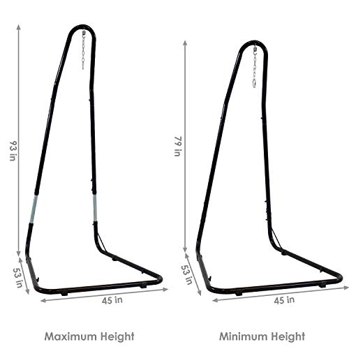 Sunnydaze Cabo-Style Hanging Rope Hammock Chair Swing With Adjustable Stand - 330-Pound Capacity - Black Stand - Cream #TOP2