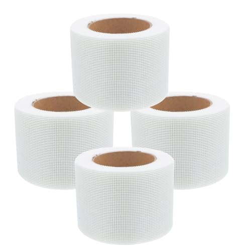 HOLIDYOYO Cinta Autoadhesiva para Juntas de Paneles de Yeso 45 CM X 30 M Cinta de Fibra de Vidrio Resistente a Grietas Paquete de 4 Rollos para Reparación y Sellado de Paredes
