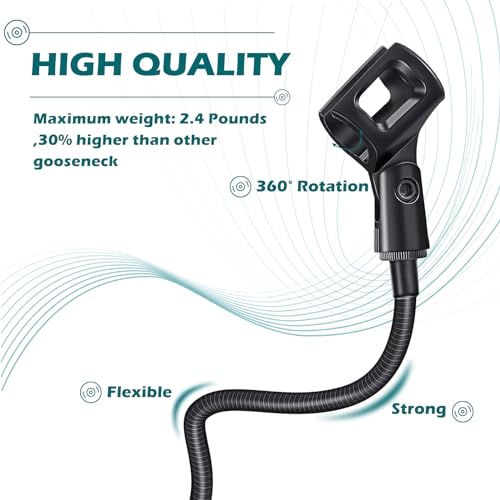 Image of 2 Sets Gooseneck Mic Stand 13 Inch Microphone Stand Flexible Gooseneck Desktop 3 /8 to 5 /8 Inch with Clip Desk Clamp for Podium, Lecture Recording Studio Podcast Meeting Radio Broadcasting Studio Live