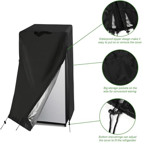 Image of Customized Size Refrigerator Cover for Fridge /Freezer /Cold Rooms | Customized Size Shape Accessories,Waterproof Dustproof Heavy Duty Oxford Fabric,for Outdoor Indoor Use(Black /Gray /Beige)