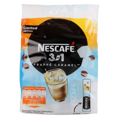 Nescafe 3 in 1 Frappe CARAMEL ICED COFFEE instant coffee sachets (PACK of 10 sachets)