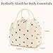 LOVELYWIND Insulated Strawberry Lunch Bag for Women, Stylish Corduroy Tote with Aluminum Lining, Large Capacity Reusable Cooler for Work, Travel, Beach or Picnic, Beige Cream Water-Resistant Lunch Box