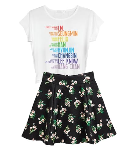 Felix Bangchan Merch Changbin Shirt + Skirt 2 Piece Lee Know Hyunjin Han in Seungmin T-Shirt Suit