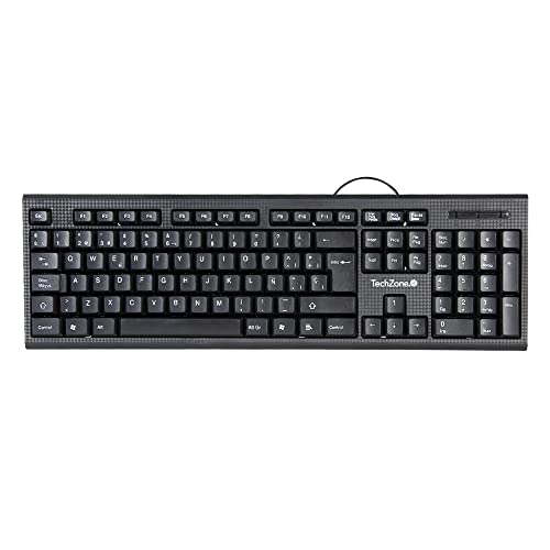 TECHZONE Teclado Alámbrico USB QWERTY Español,104 Teclas