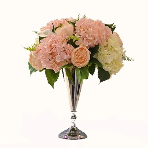 Luxury Artificial Pink Hydrangea & Rose Wedding Backdrop with Silver