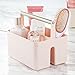 mDesign Under Sink Storage – Plastic and Metal Bathroom Caddy for Shampoo and Soaps – Portable Cosmetics Storage Organiser – Blush/Satin
