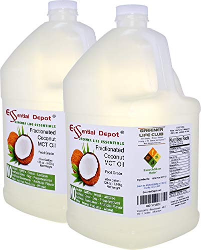 Coconut Oil - Fractionated - MCT Oil - Food Grade - 2 Gallons - 256 oz - 2 x 1 Gallon Containers -