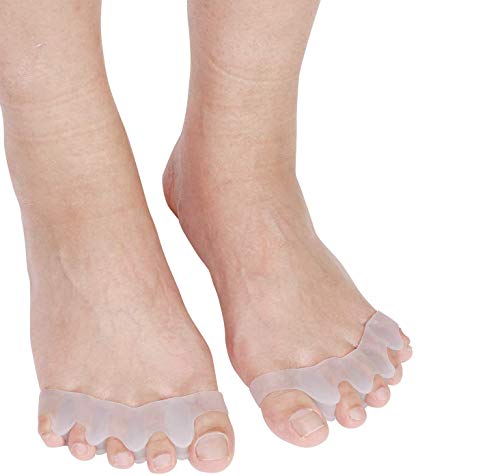 Zittop Toe Separators 4 Pieces - Bunion Corrector Five Toes Overlapping -Toe Spacers Pain Relief -Toe Stretcher for Hammer Toe, Foot Pain and Yoga Men and Women (White)