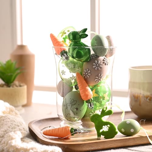 DecorbyHannah-Easter-Eggs-for-Tree-Decorations-30ct-Small-Easter-Tree-Ornaments-for-Basket-Shatterproof-Plastic-Green-Brown-Easter-Decor-with-Bunny-Rabbit-and-Carrot-for-Home-Party-Outdoor-Garden DecorbyHannah Easter Eggs for Tree Decorations 30ct Small Easter Tree Ornaments for Basket Shatterproof Plastic Green Brown Easter Decor with Bunny Rabbit and Carrot for Home Party Outdoor Garden