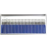 WKSTOOL 30Pcs Ball Spherical Diamond Burrs,2mm Head Dia,3/32 inch Shank,Grinding Engraving Sanding Sharpen Deburr Grind Abrasives Rotary Bits for Jewelry Glass Jade Stones Grout Die Iron Metal