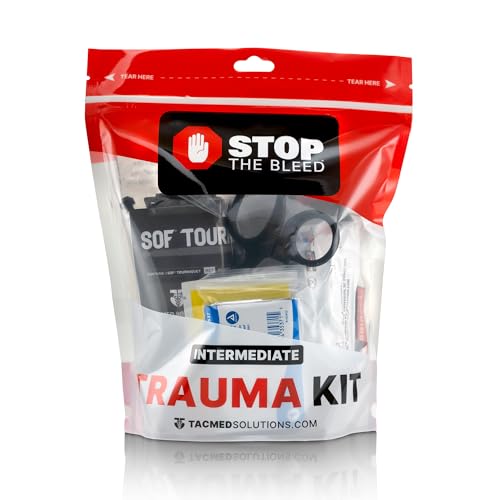 Image of TacMed Solutions Stop the Bleed Kit - Intermediate Bleeding Control Plastic Pouch, Easy-to-Use Hemorrhage Control Kit, Emergency First Aid with Tourniquet and Emergency Hemostatic Bandage