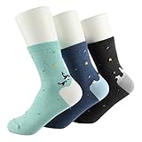 FloraKoh Women Cotton Crew Casual Socks 3 Pair Pack