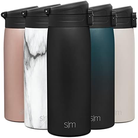 Simple Modern Insulated Thermos Travel Coffee Mug with Snap Flip Lid | Leakproof Reusable Stainless Steel Tumbler Cup | Gifts for Women Men Him Her | Kona Collection | 16oz | Midnight Black