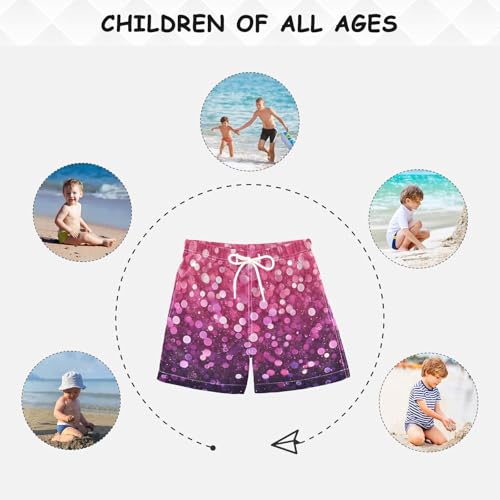 Pigsaly Boys Swim Trunks Raspberry Pink Deep Purple Gradient Flashing Glitter Boys Board Shorts Swimsuit Swimwear S 5