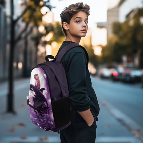 WELLFLYHOM Capybara Girls Customized School Bag Killer Whale Custom Name Book Bag Galaxy Personalized Backpack for Junior High School3