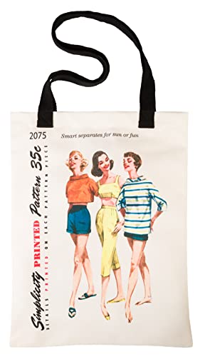 Simplicity Vintage Fashion 1950's ''Sun or Fun'' Shoulder Tote Bag, 12.75'' x 16''