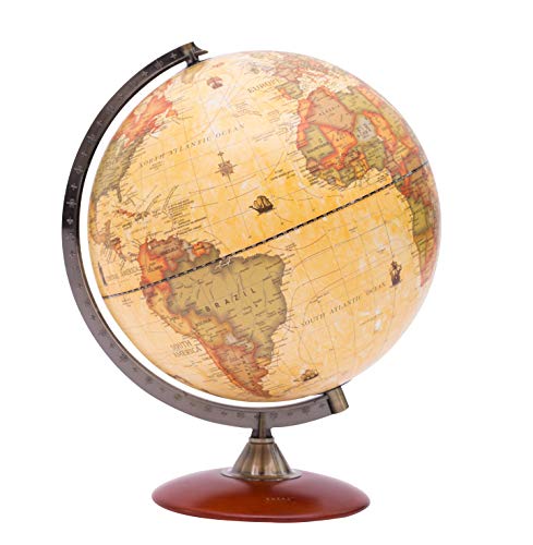 Annova Antique Globe Dia 12-inch / 30 CM with A Wood Base, Vintage Decorative Political Desktop World - Rotating Full Earth Geography Educational - for Kids, Adults, School, Home, Office (Dia 12-inch) - Thumbnail 6